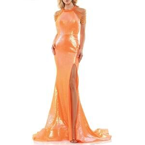 NEW COLORS DRESS sequin dress in orange